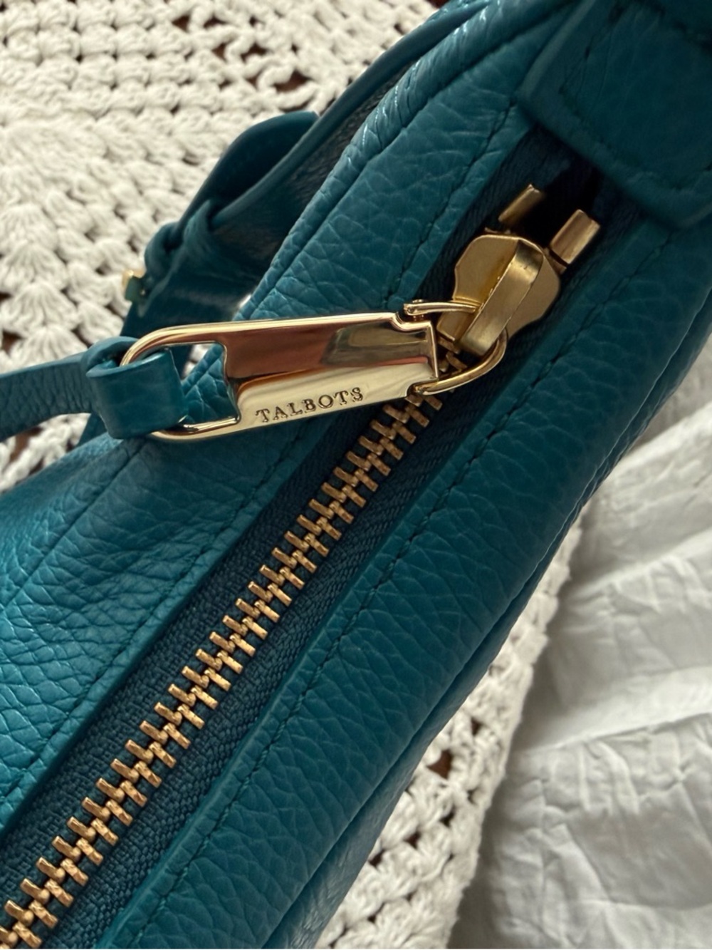 Talbots Teal Leather Crossbody Bag - Picture 4 of 12